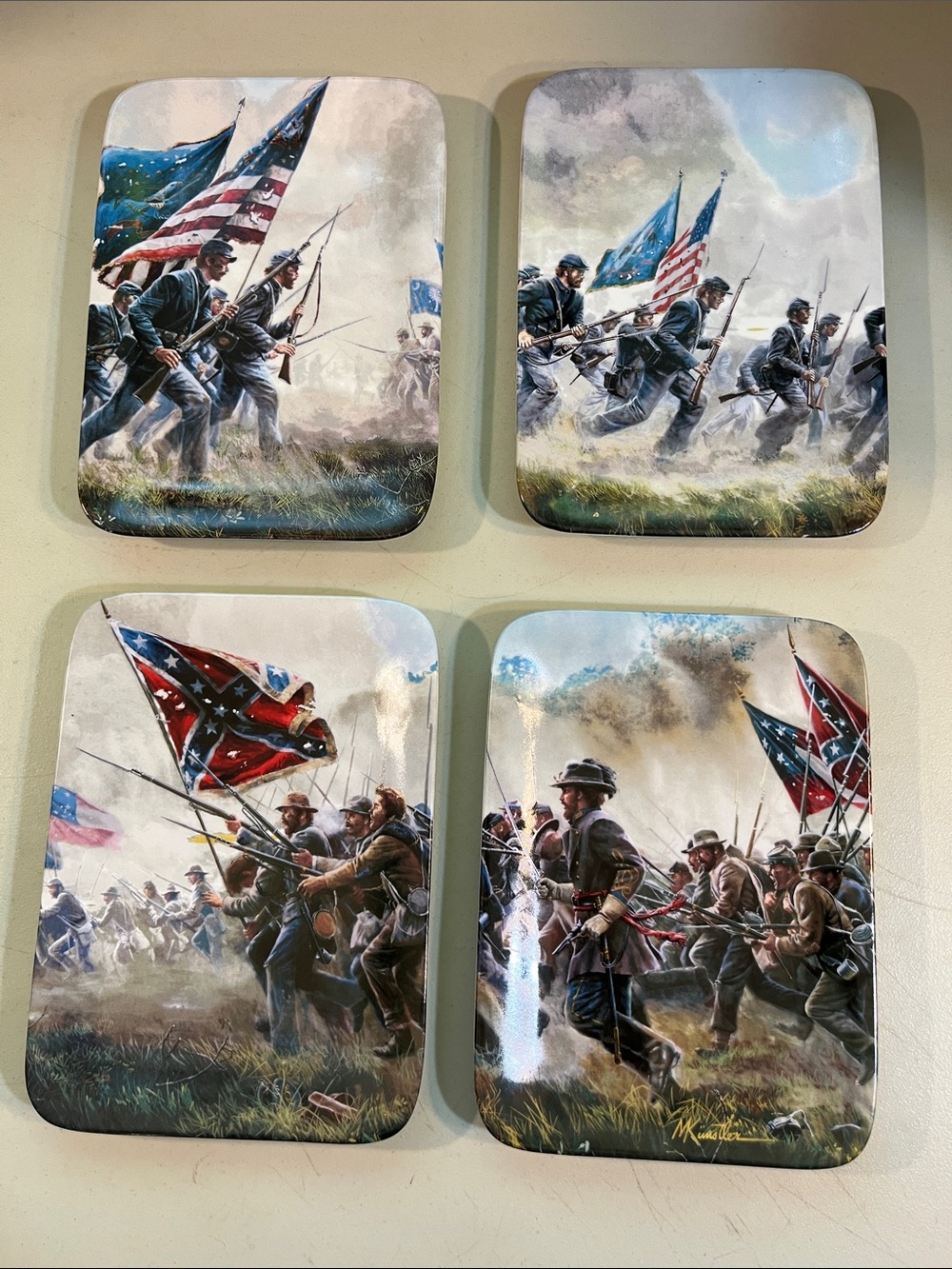 Civil War Battle Coaster Set - Patriotic Flag Artwork